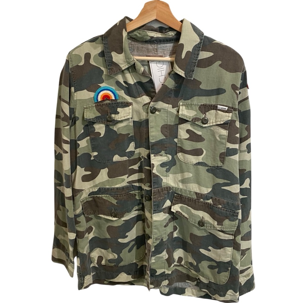 Mother The Loose Veteran Camo Rainbow Patch Pockets Shirt Jacket, Size S - Picture 2 of 7